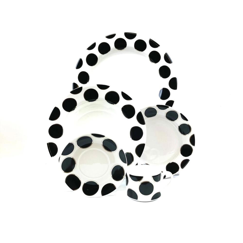 Cru Dinnerware "Black Pearl" 5 Piece Place Setting: Dinner/Salad/Dessert/Cup